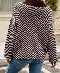 Doublju - V Patterned Button V Neck Jumper