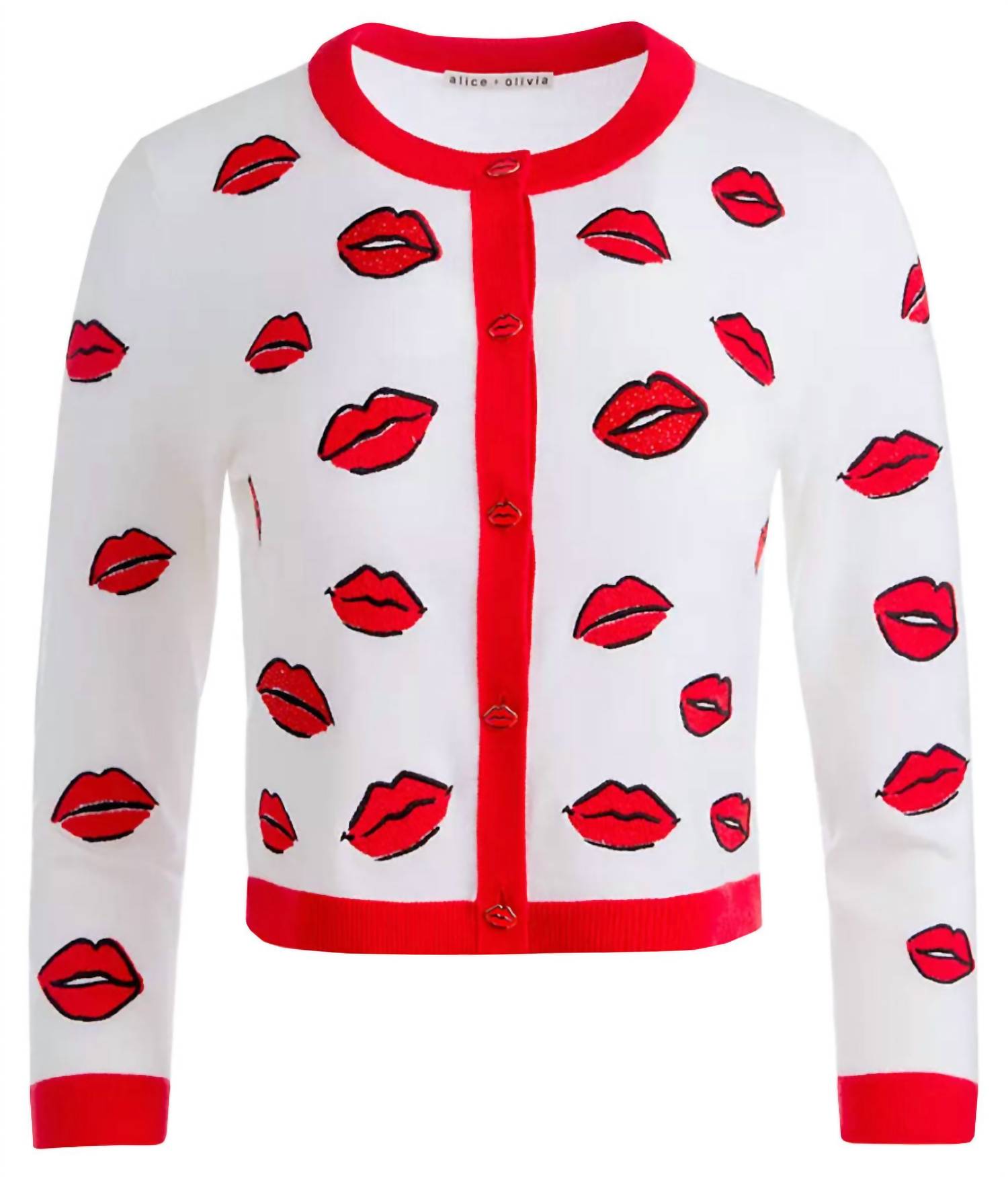 Alice + Olivia - Daroda Kiss Crewneck Cropped Cardigan