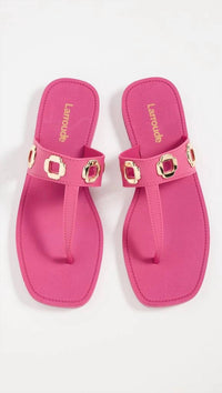 Larroude Women's Milan Thong Squared Toe Slip-on Sandals in pink - women's sandal