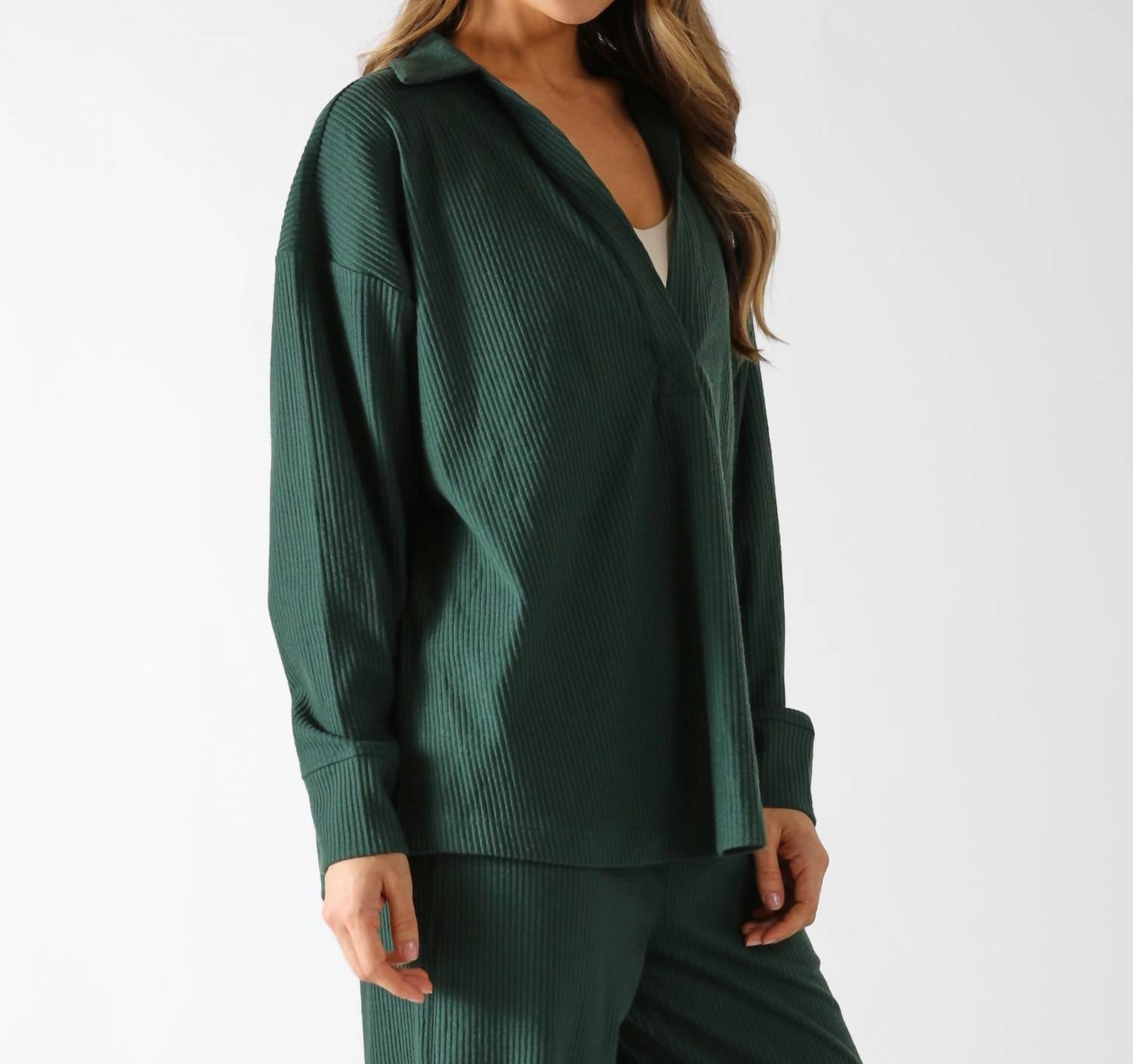 glyder Valley Polo in forest - women's top - detail view