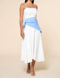 Lalavon - Stripe Waist Bandana Sleeveless Tie Maxi Dress