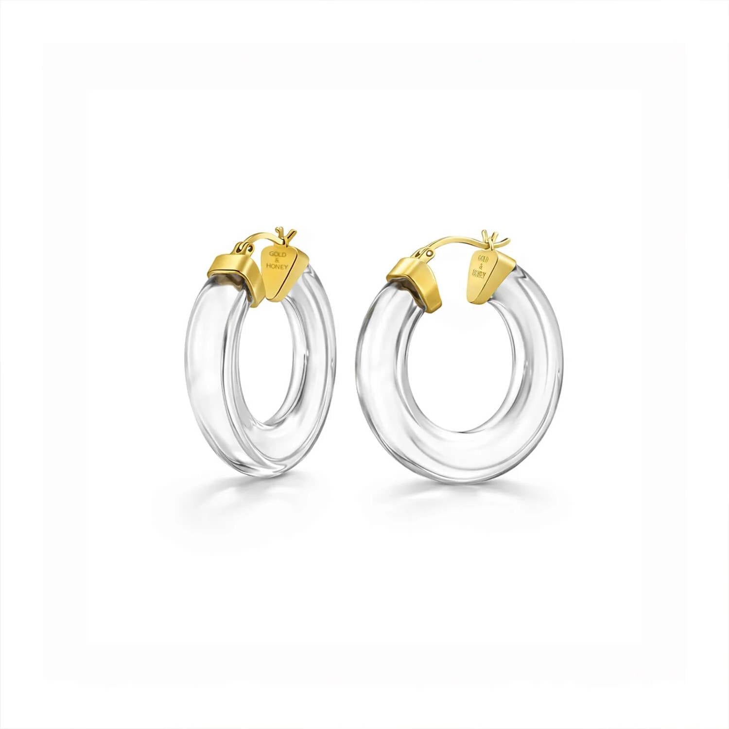 Gold & Honey - Women's Chunky V-hoop Earrings