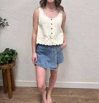 WISHLIST Scallop Hem Sweater Tank in dark natural - women's tank top - alternate view