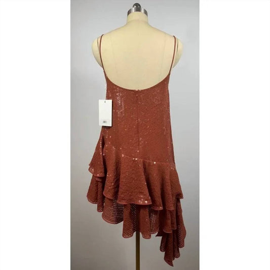 Mac Duggal - Sequined Ruffleasymmetrical Hem Sleeveless Dress