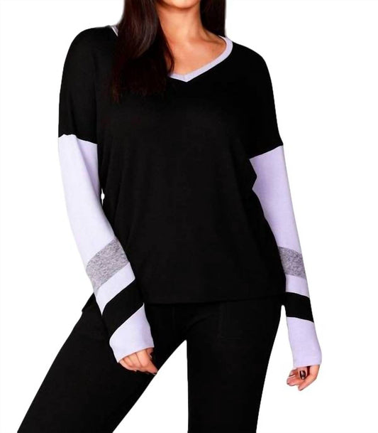 Color Block V-Neck with Stripe