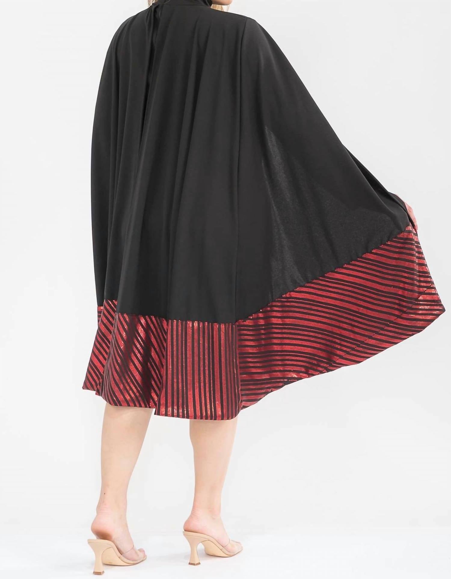 Karen T Design - High Neck Midi Dress With Cape