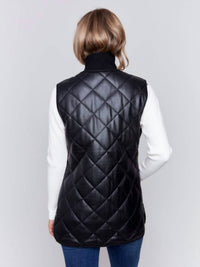 Charlie B - Long Quilted Faux Leather Vest