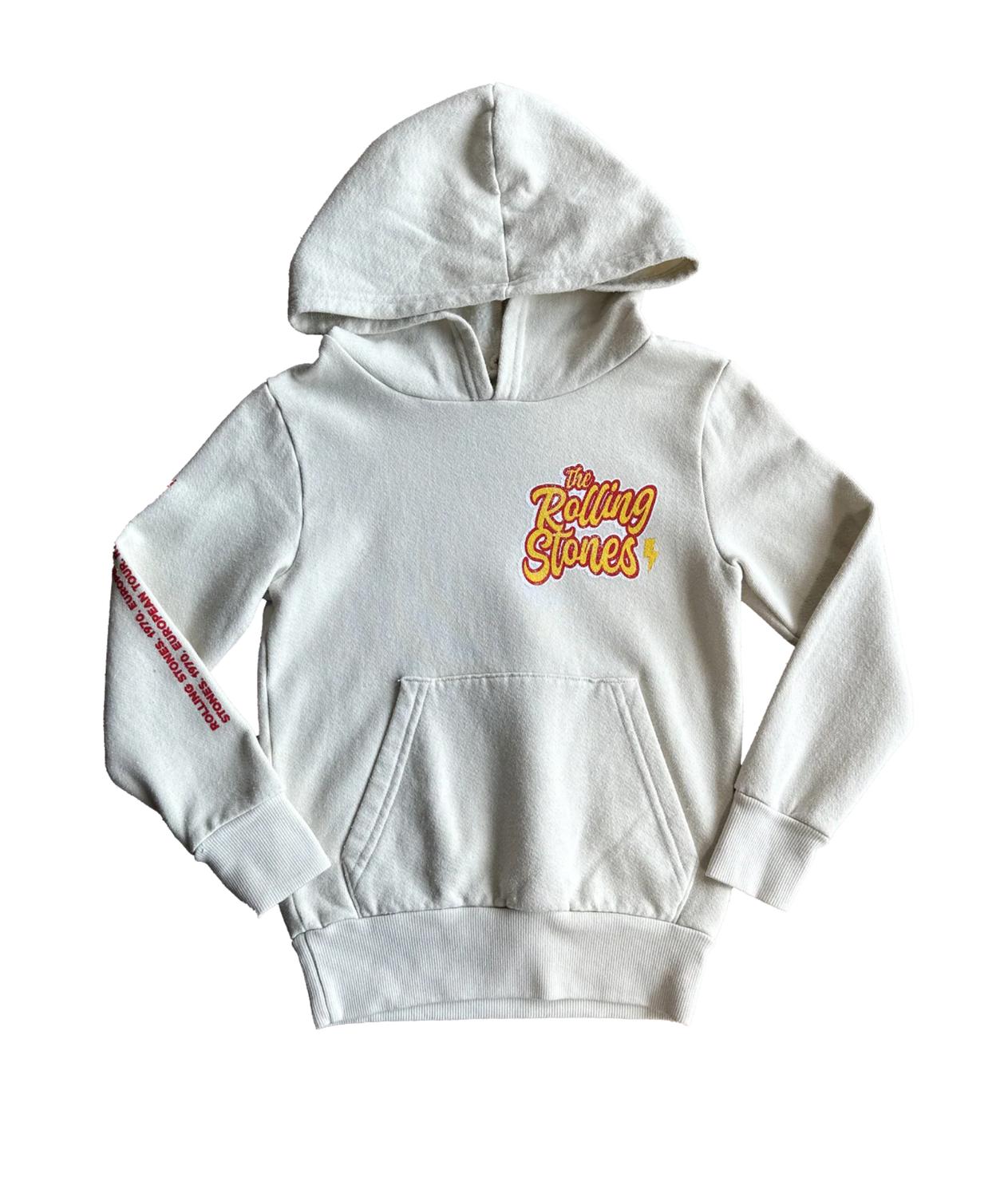 ROWDY SPROUT Girl's Rolling Stones Tongue Hoodie in bone - kids' shirt