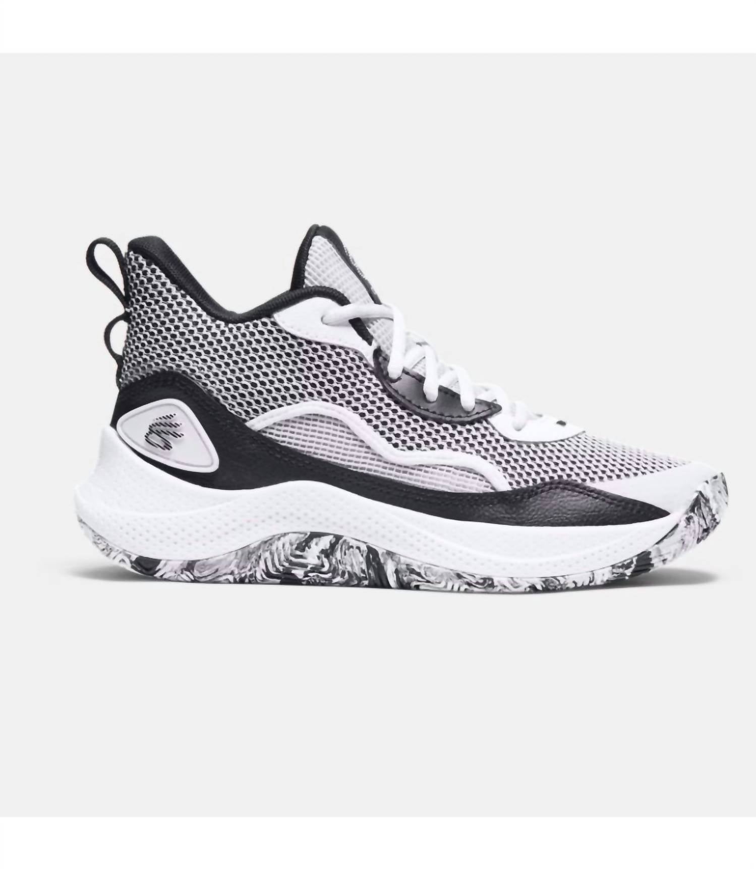 UNDER ARMOUR Kid's Curry 3z 24 Basketball Shoes in white black - kids' sneaker