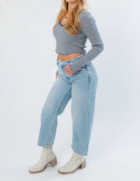 Hyfve - Before You Go Stripe Long Sleeve Crop Top
