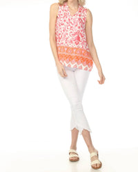 Charlie B - Ruffle Collar Printed Sleeveless Top