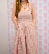 Sofie the Label Fleur Embroidered Midi Dress in blush - women's dress - detail view