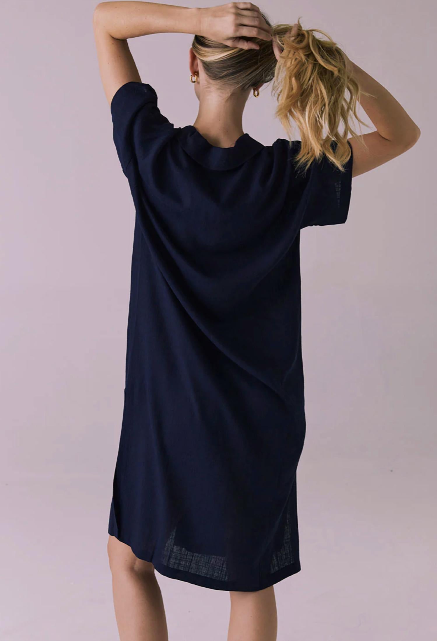 Chaser Seaside Button Up Dress in navy - women's dress - detail view
