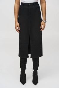 Joseph Ribkoff - Classic Denim Pencil Skirt W/ Rhinestones