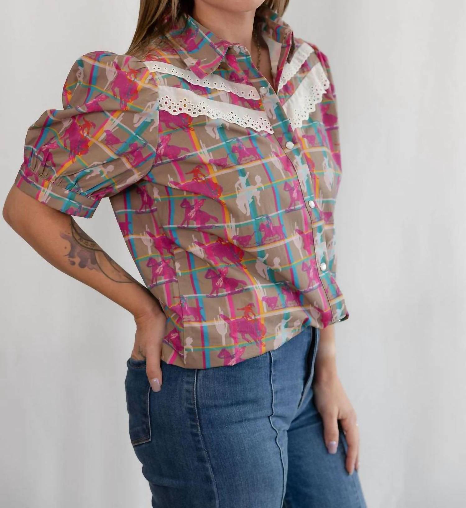 2Flyco - Posse Short Sleeve Western Top