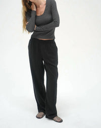 Lna - Jacinda Lurex Rib Long Sleeve Top