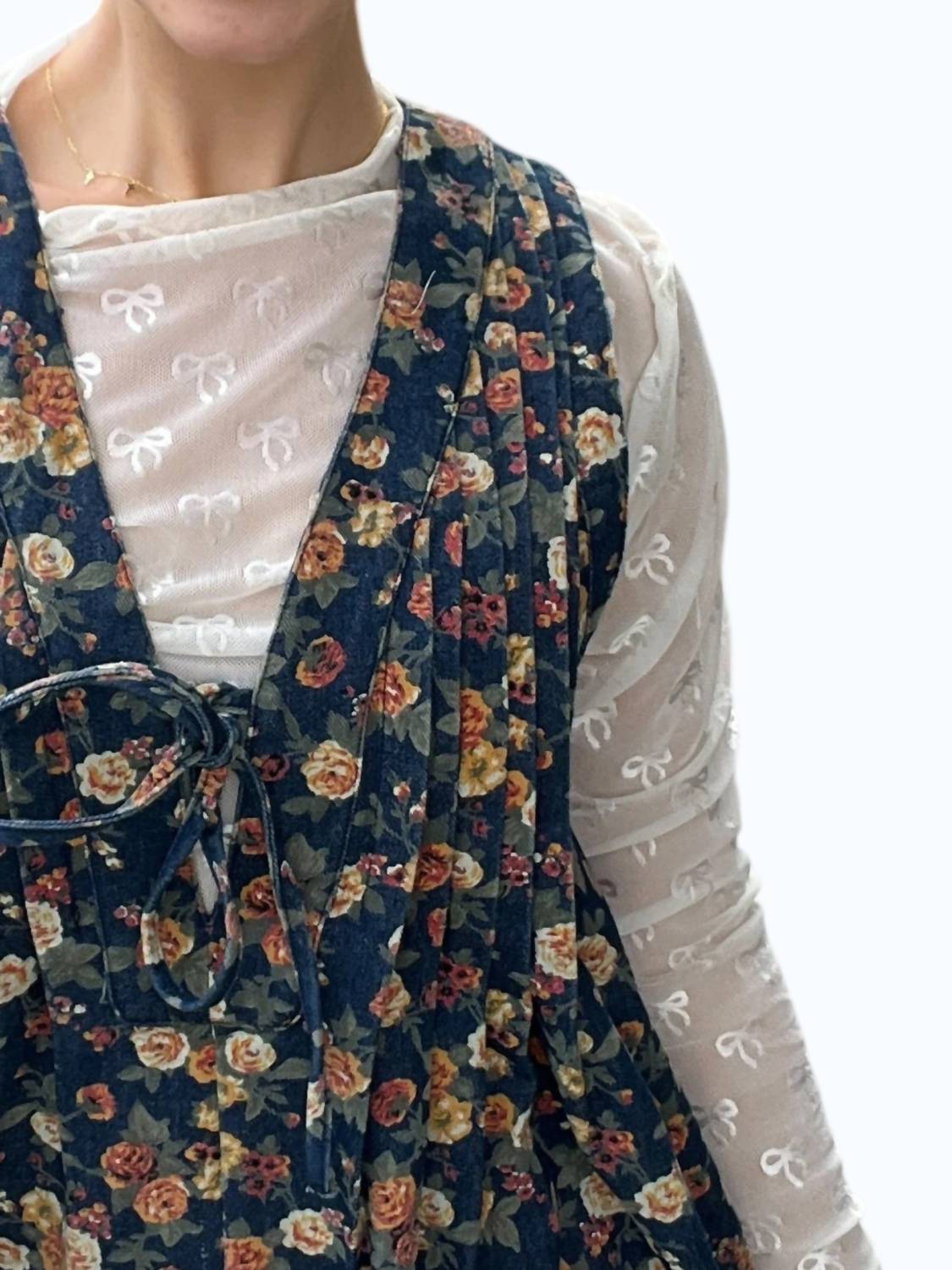 Bibi - Washed Floral Denim Romper