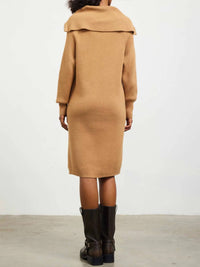 Skies Are Blue - Zip-Up Mock Neck Sweater Dress