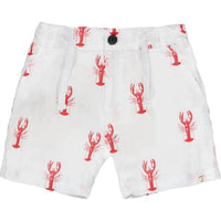 ME & HENRY Boy's Mahalo Printed Lobster Shorts in white - kids' shorts