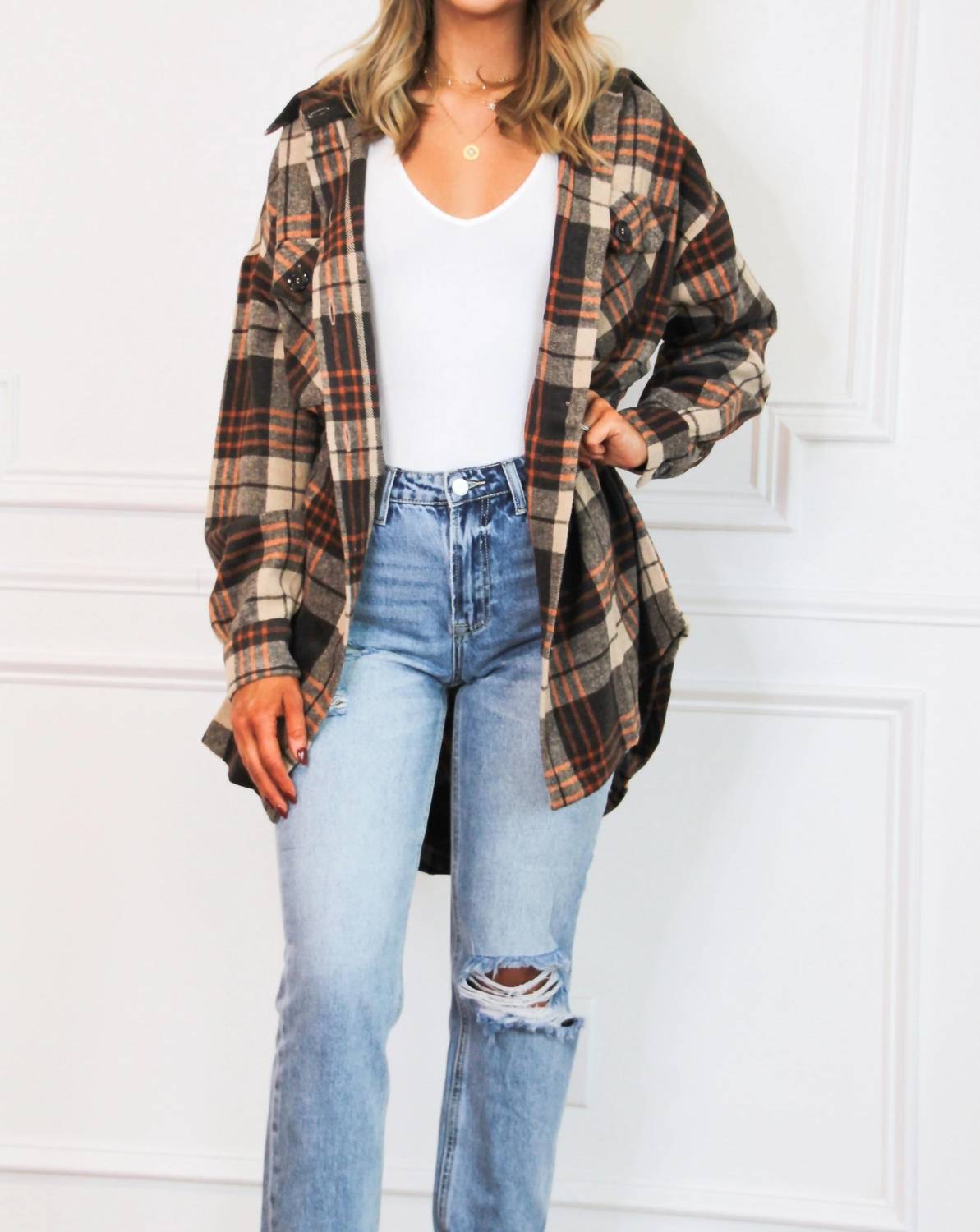 Zenana - Look Within Oversized Plaid Shacket