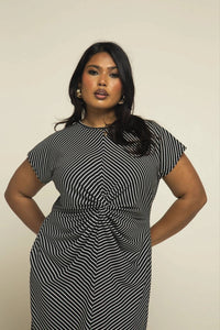 Fashion Szn Curve - Monochrome Print Midi Dress - Plus