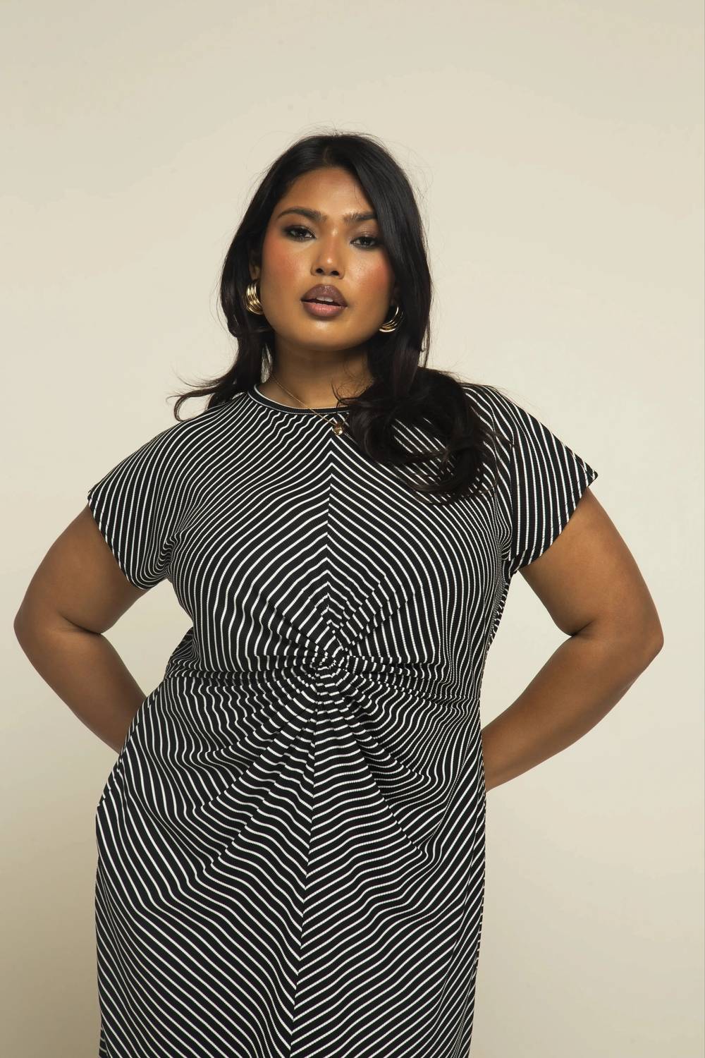 Fashion Szn Curve - Monochrome Print Midi Dress - Plus