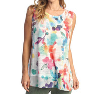 Jess & Jane Felicity Burnout Sleeveless Top in green multi - women's tank top - detail view
