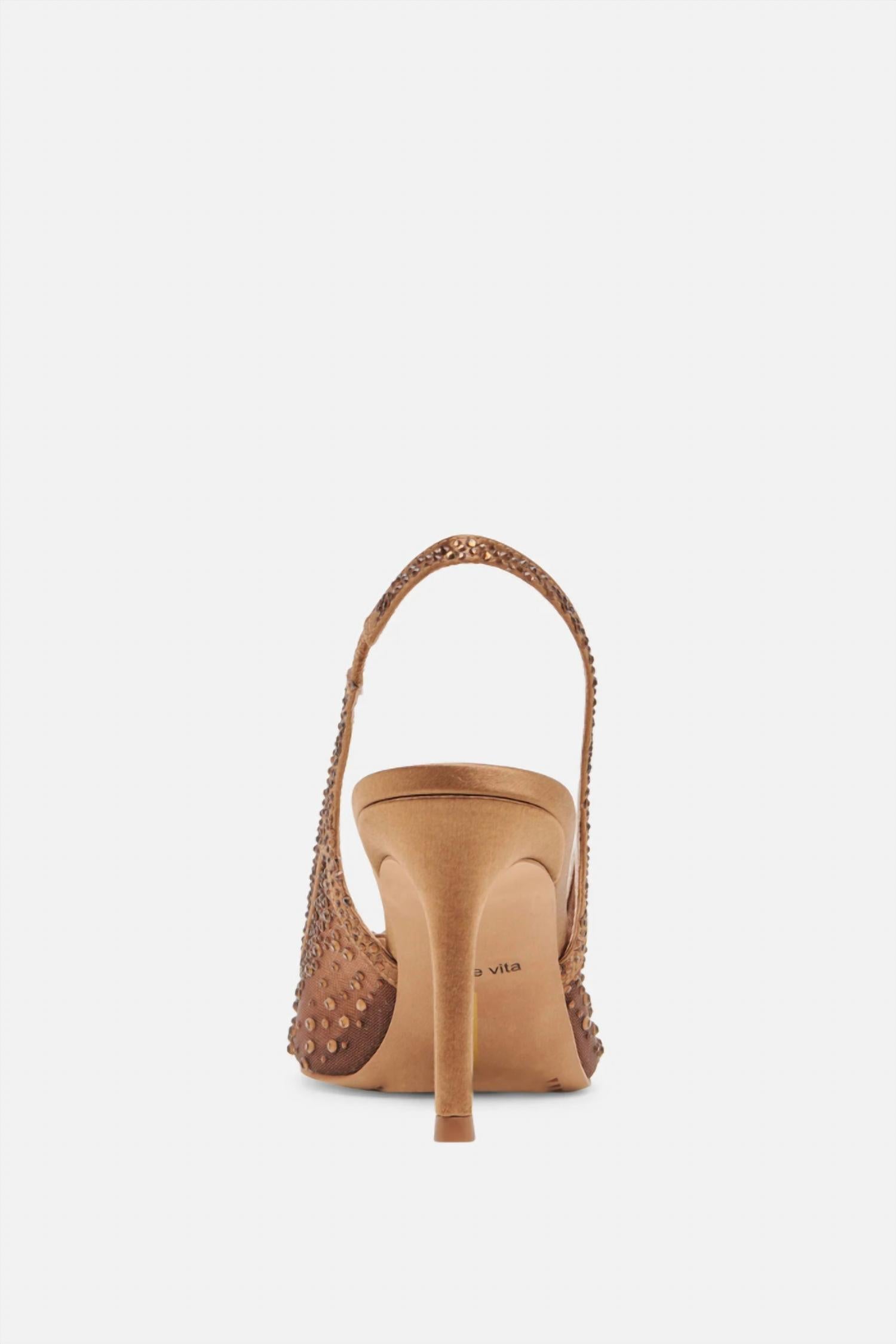 Dolce Vita Women's Kaye Crystal Heels in mid brown mesh - women's heels - view 5