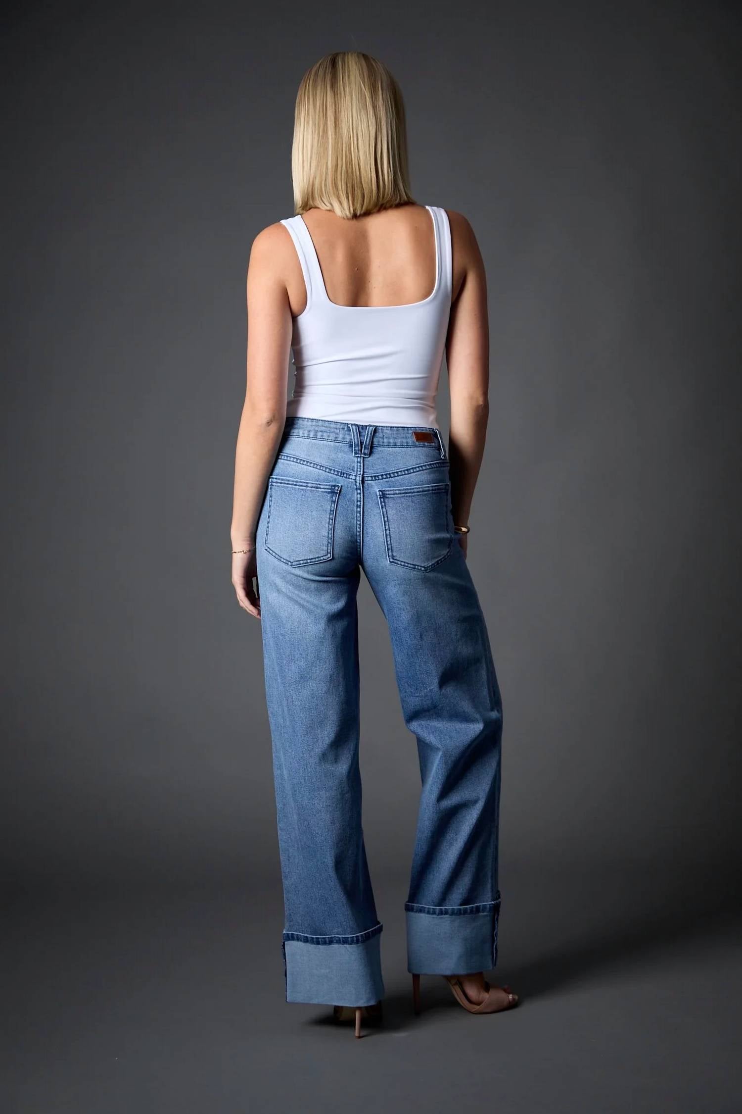 Blue Revival - Cuffed Low Rise Wide Leg Jeans