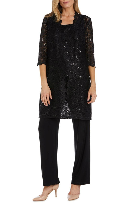 R&M Richards - Lace 3/4 Sleeve 3-piece Pants Set