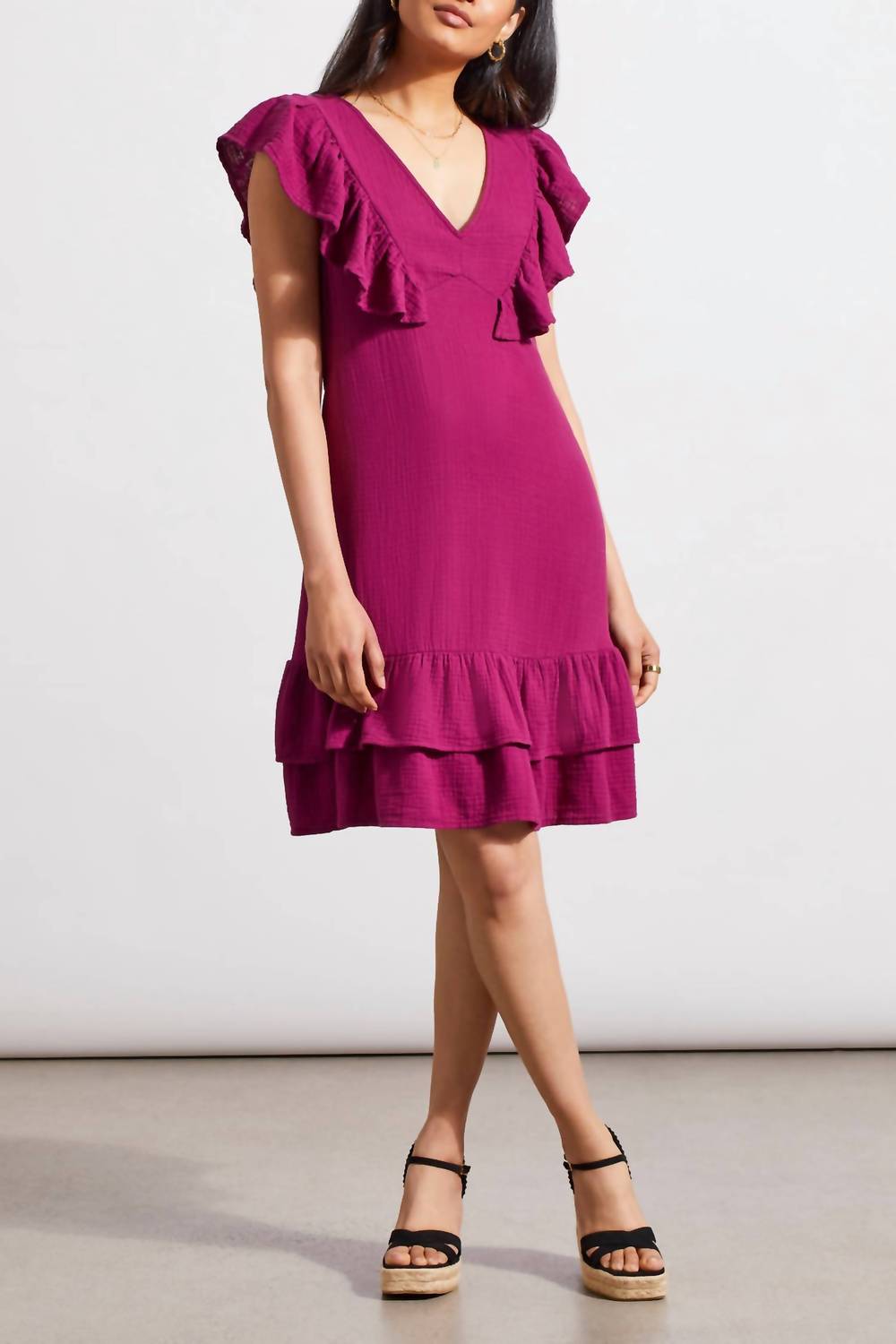 Tribal - Fitted Dress With Frill Details