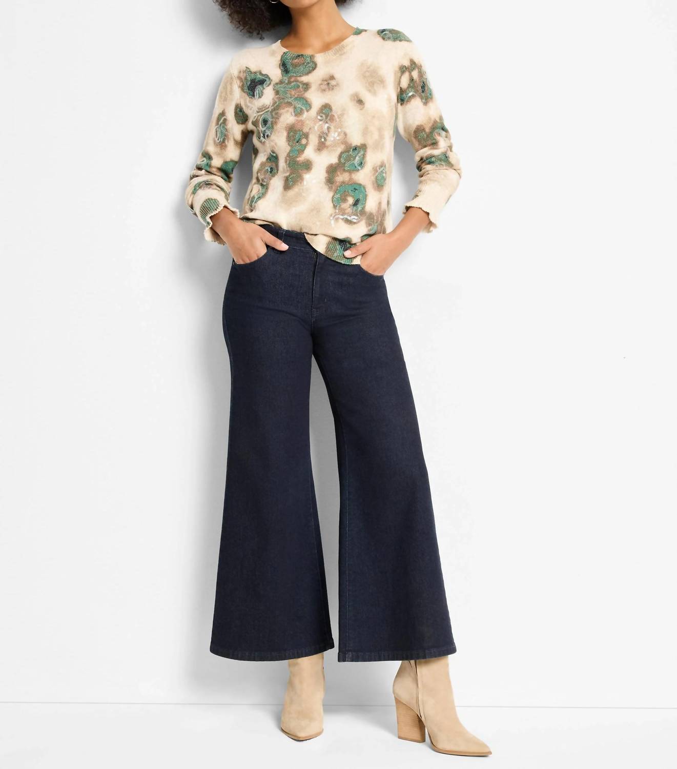 Nic + Zoe Callie Camo Shine Sweater in neutral multi - women's sweater - view 4