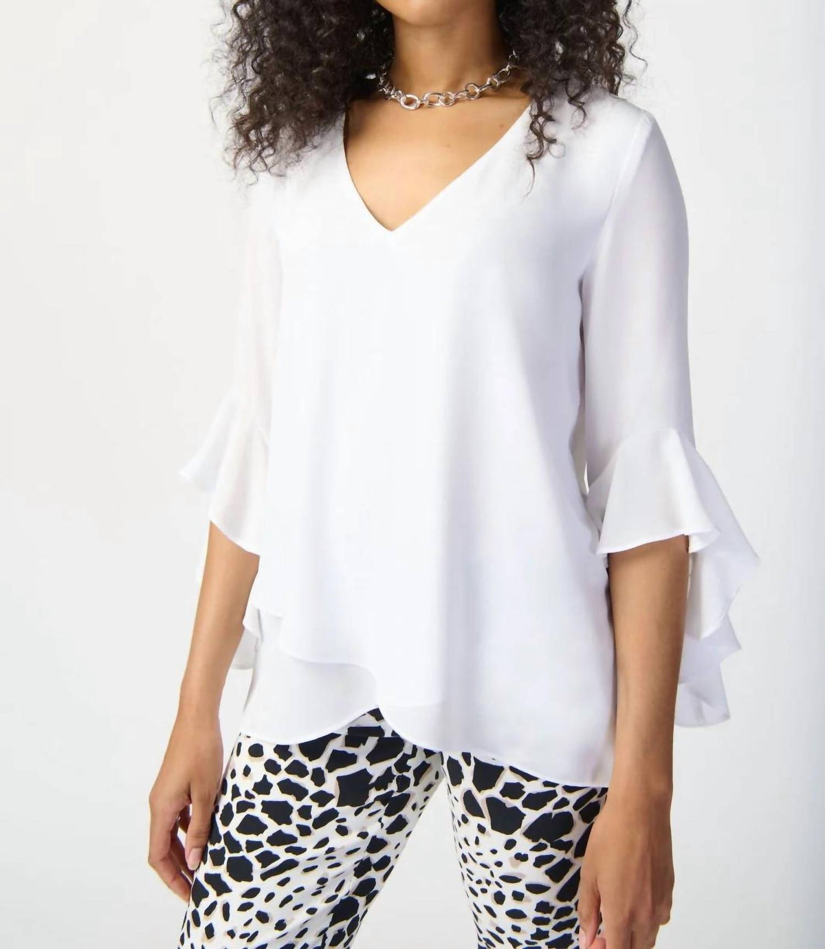 Joseph Ribkoff - Georgette Top With Ruffled Sleeves