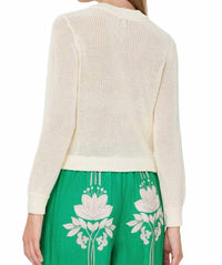 Nyland Evaine Long Sleeve 5 Button Cardigan Top in ivory - women's sweater - alternate view