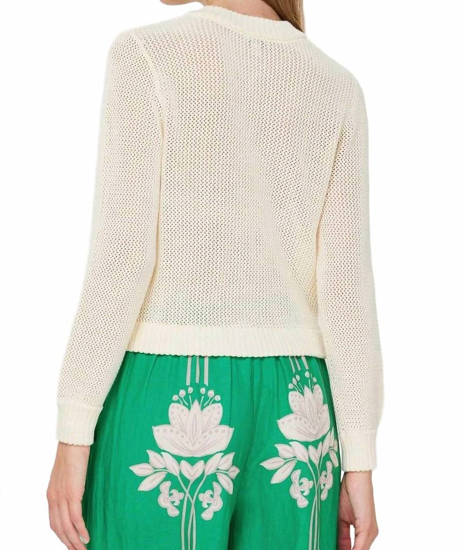Nyland Evaine Long Sleeve 5 Button Cardigan Top in ivory - women's sweater - alternate view