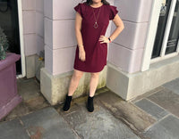 Ces Femme - Ruffle Sleeves Solid Tunic Dress