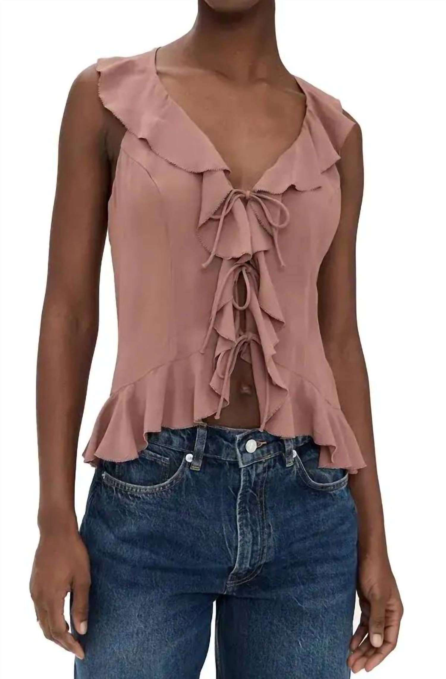Reformation - Paulette Ruffle Tie Front Tank
