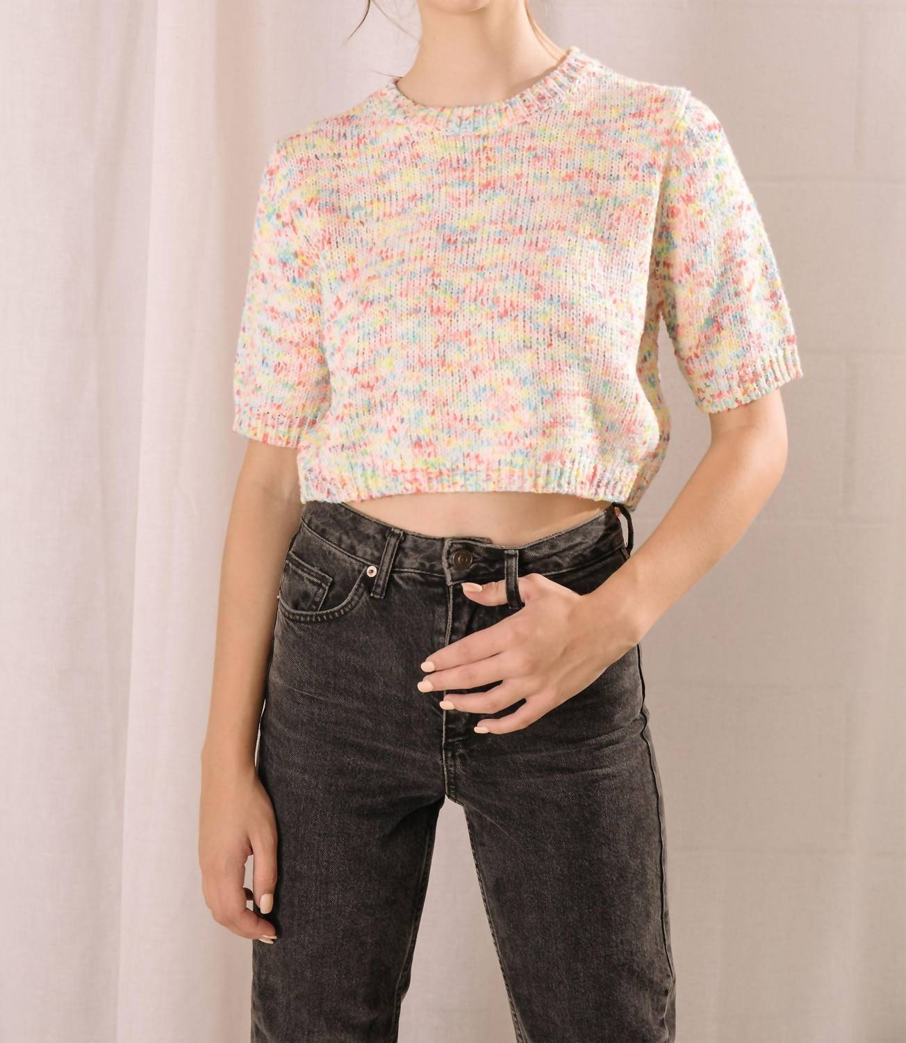 Sweet En Forme - SPECKLED MINI KNIT SWEATER TOP