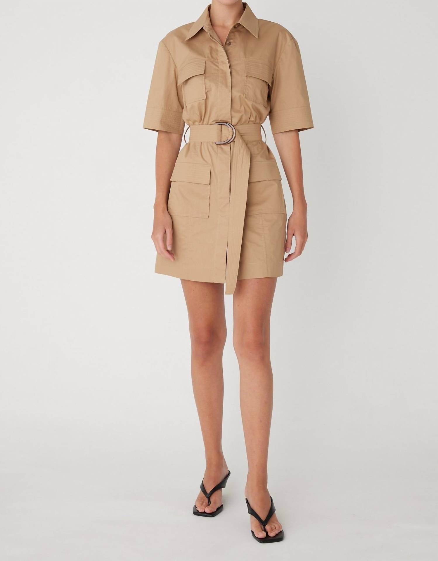 js71 Larsen Dress in khaki - women's dress - detail view
