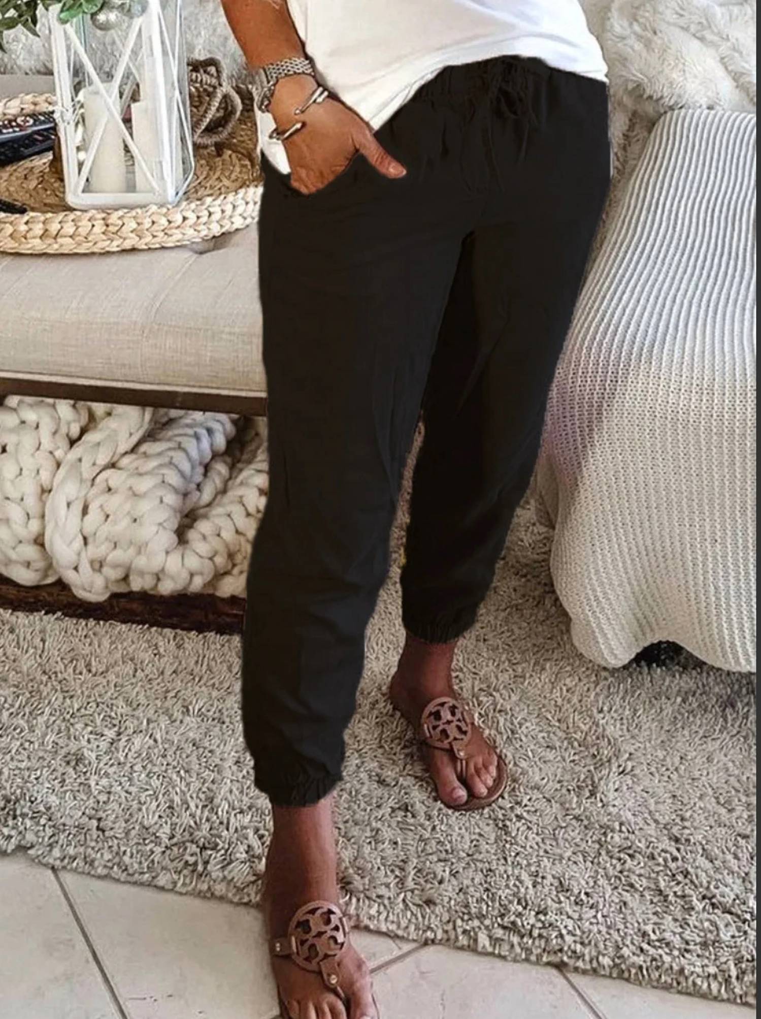 Sweet Karma - Cropped Waist Tie Pants