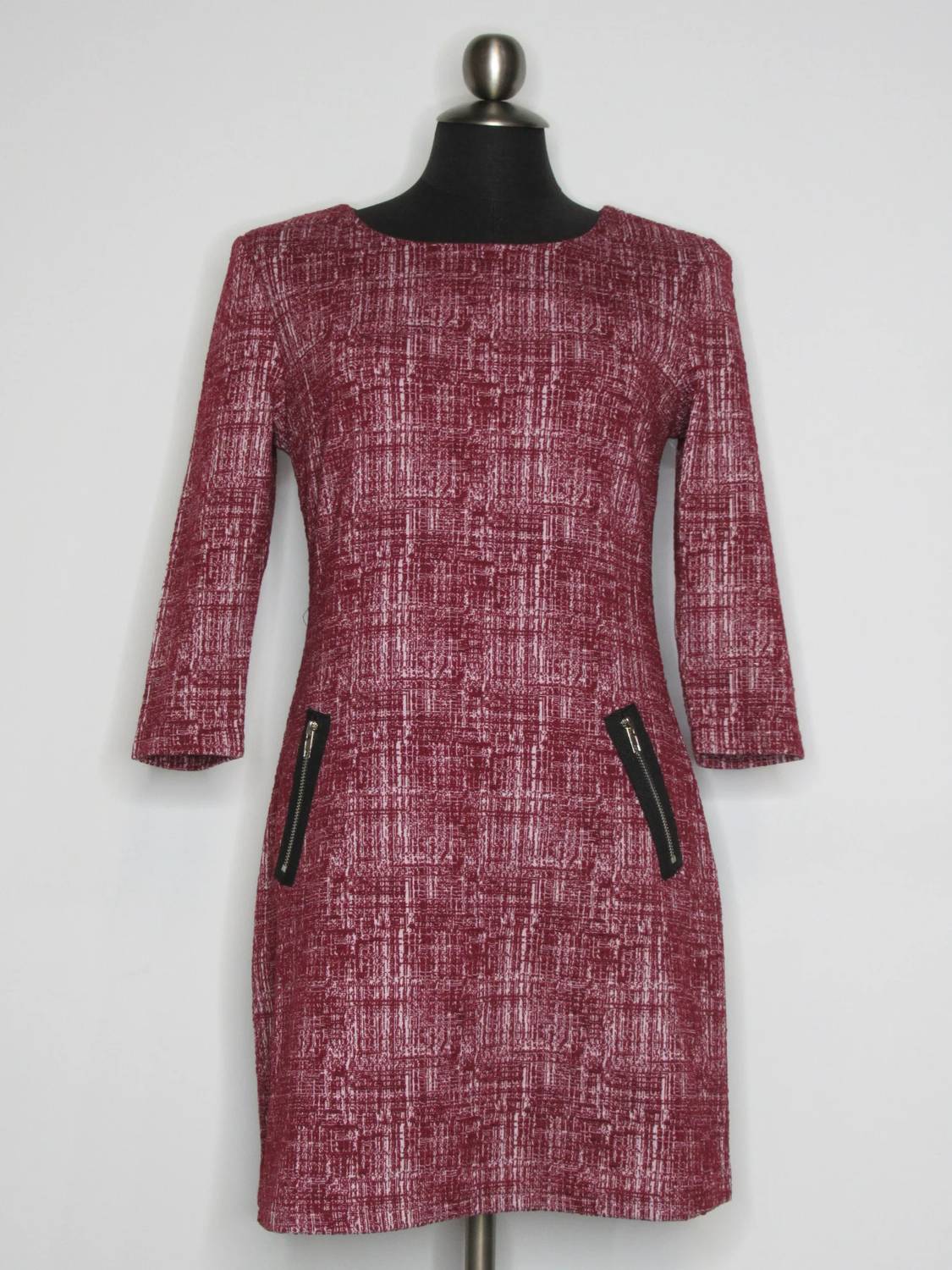 Papillon - Women's Tweed Sweater Dress With Zip Pockets