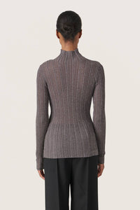 Soaked In Luxury - Laisa Metallic Turtleneck Pullover Sweater