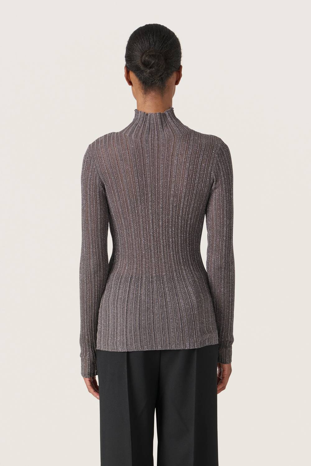 Soaked In Luxury - Laisa Metallic Turtleneck Pullover Sweater
