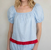 Things Between Women's Isadora Top in light blue red - women's shirt