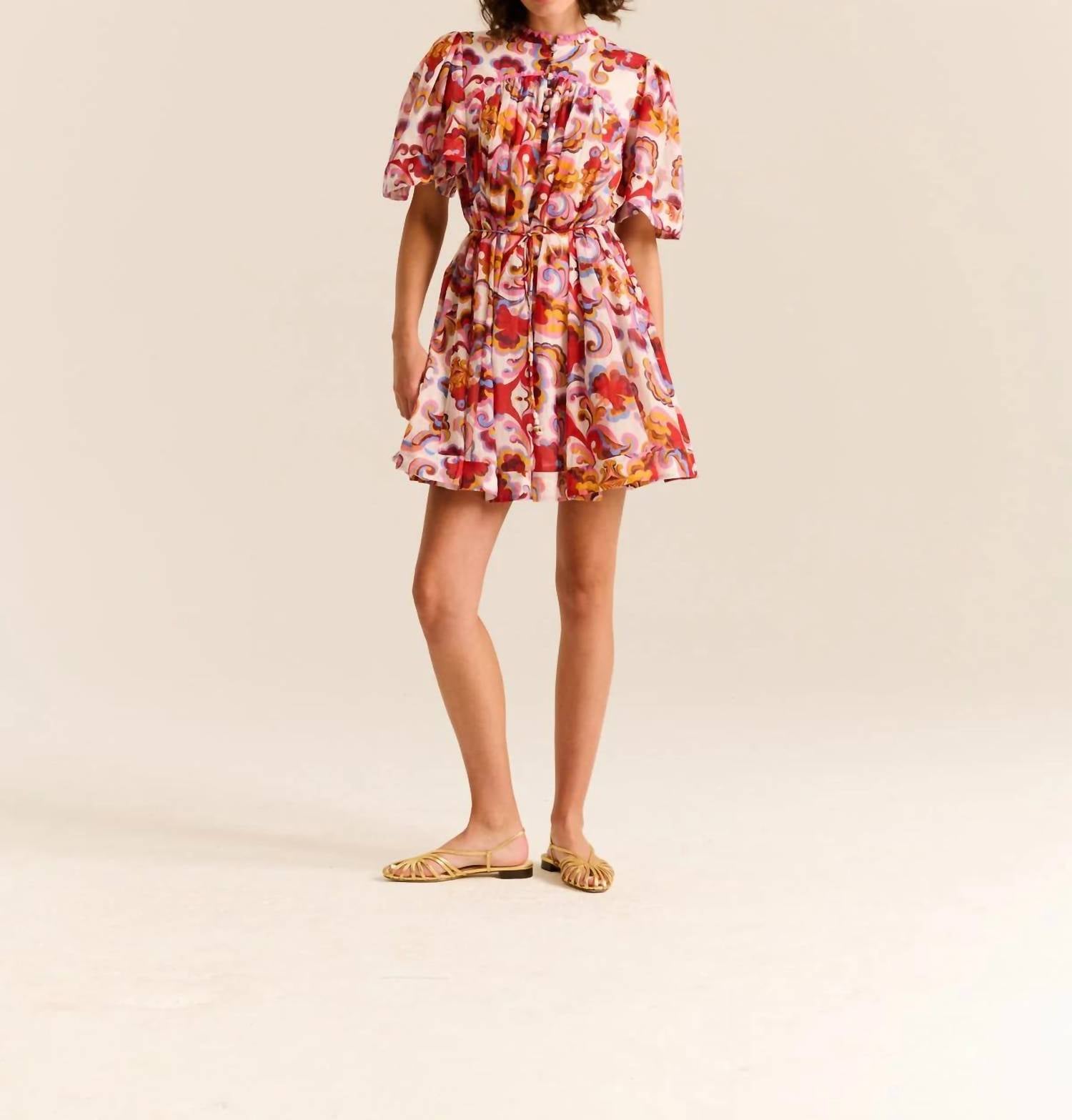Carolina K - Kerry Dress With Puff Sleeves & Drawstring Waist