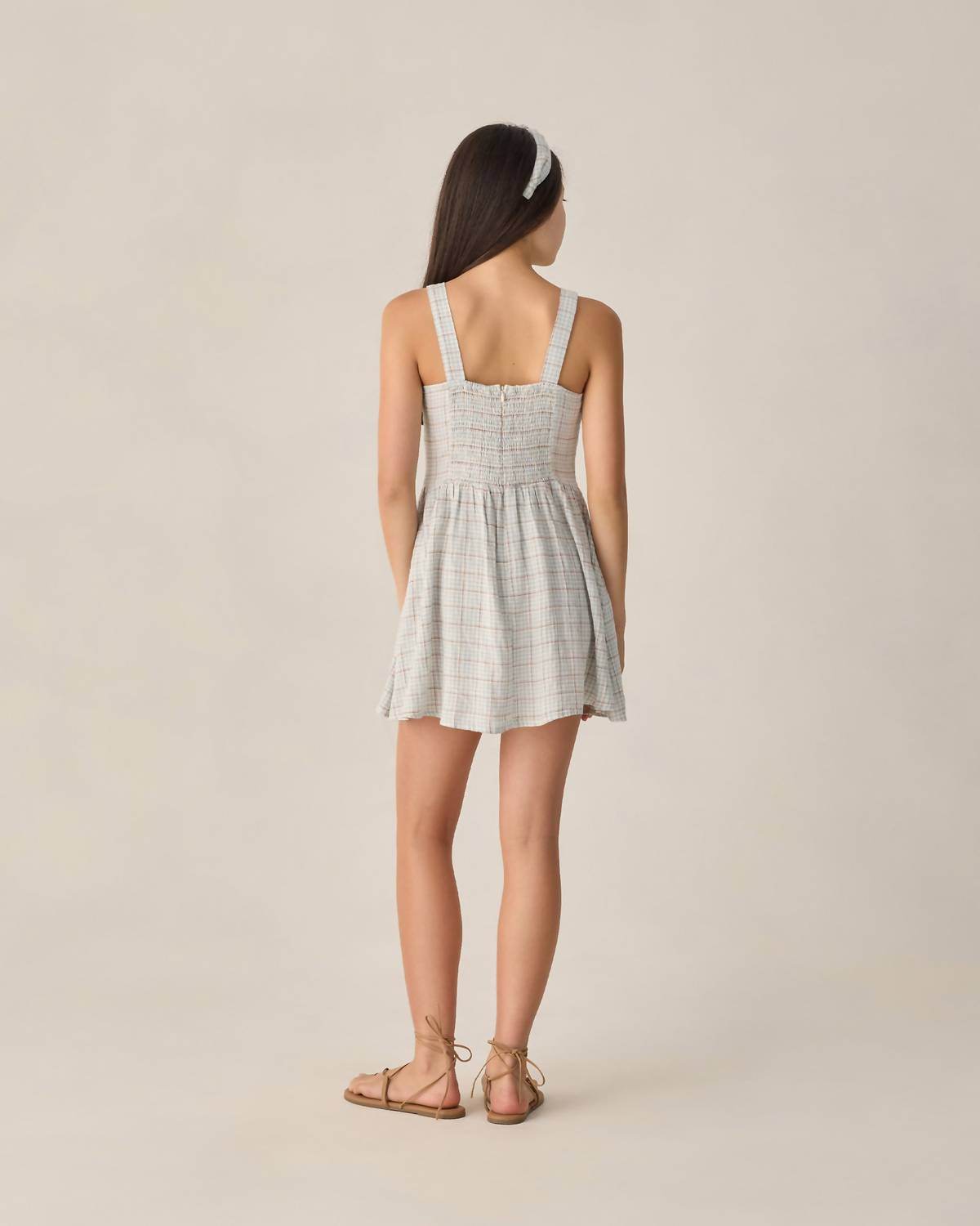 Rylee + Cru Primrose Mini Dress in light blue - kids' dress - alternate view