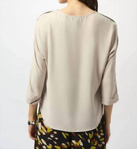 Joseph Ribkoff Soft Twill Boxy Top in moonstone - women's blouse - detail view