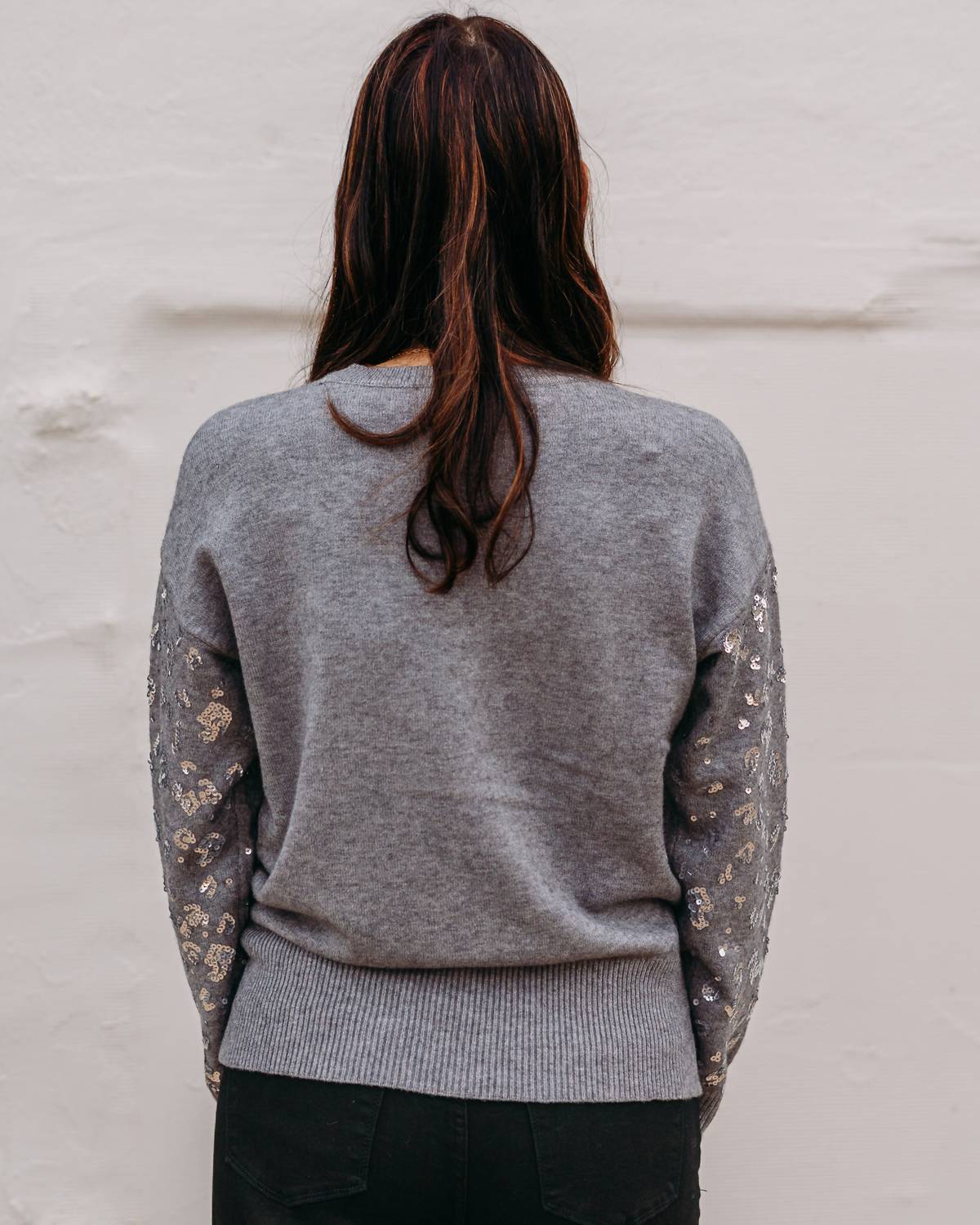 Charlie B - Drop Shoulder Sequined Crew Neck Sweater