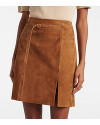 Vince - Mid Rise Suede Straight Skirt