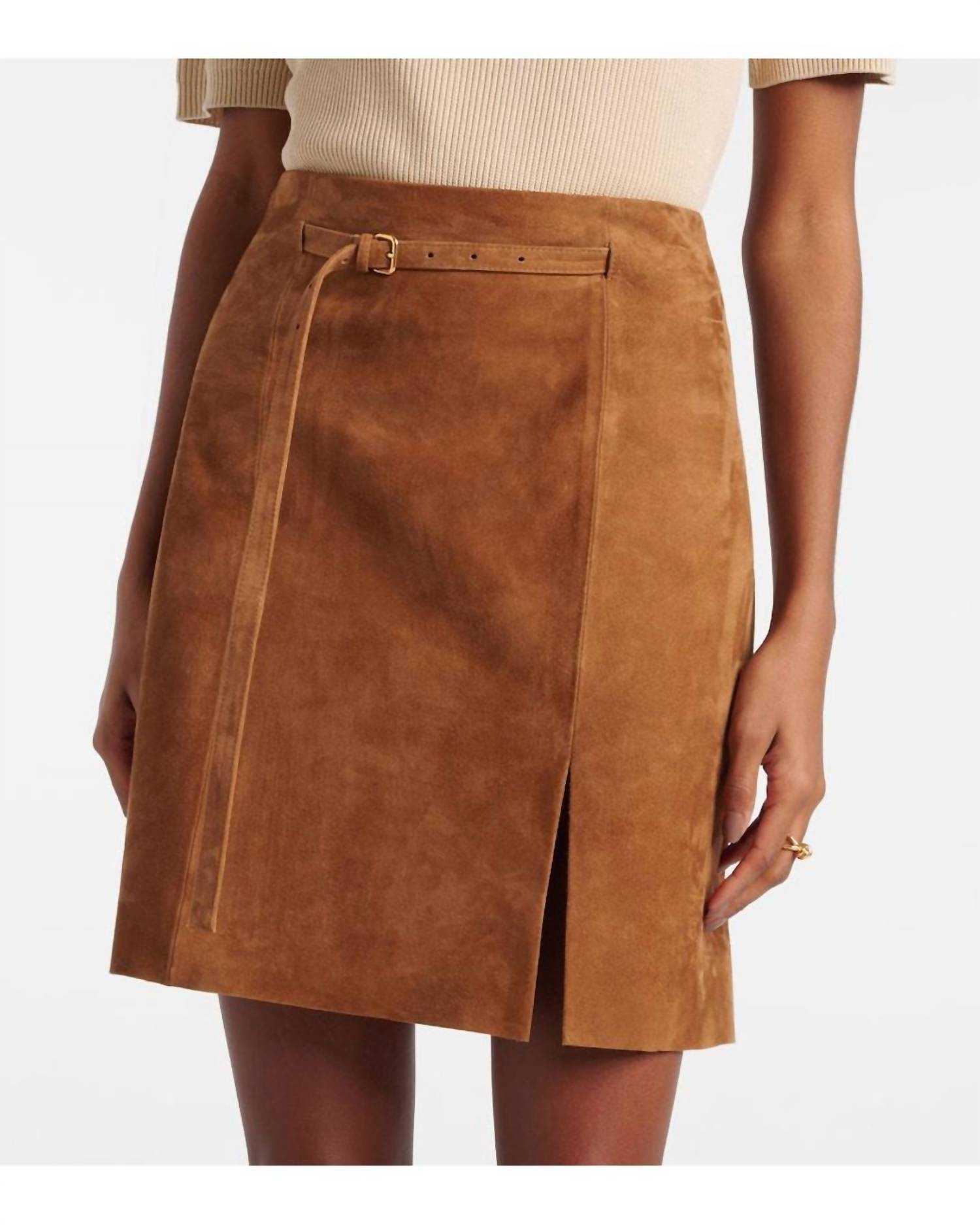 Vince - Mid Rise Suede Straight Skirt